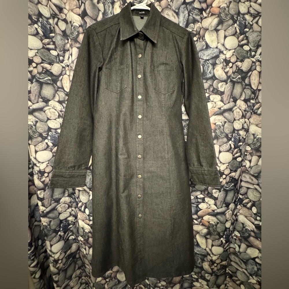 Classic Dark Denim Shirt Dress